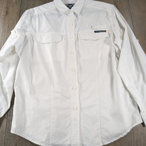 Ex Officio Top Adventure Travel Womens Medium White Button Front Long Sleeve - Picture 2 of 10